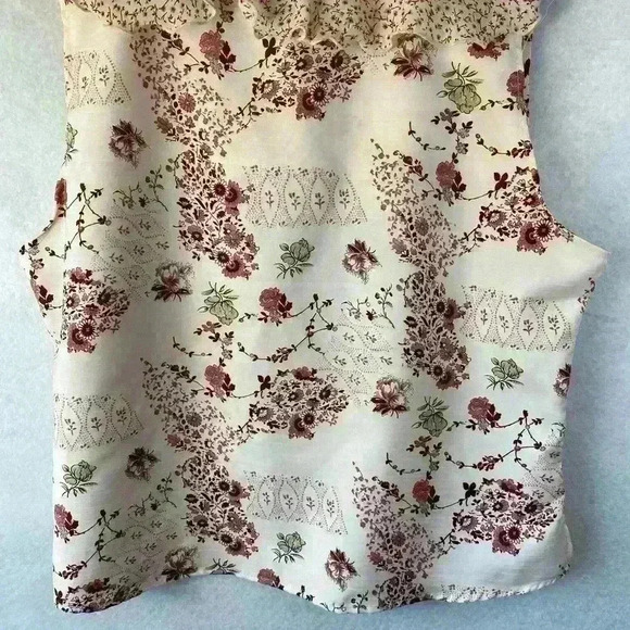 Robert Louis Silk Floral Sleeveless Ruffle V Neck Tank Top Blouse Size 1X - Picture 7 of 11